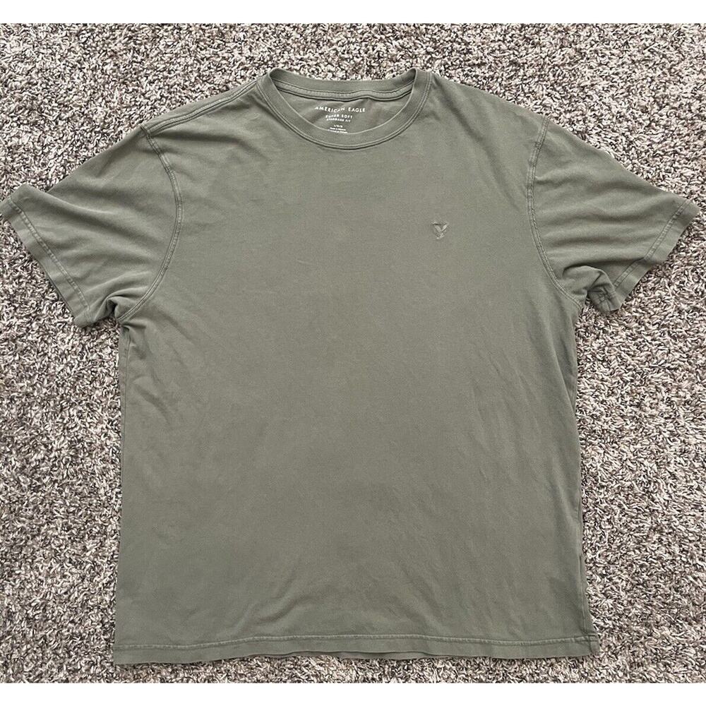 Men's American Eagle Super Soft Standard Fit Short Sleeve Shirt, Size L Green